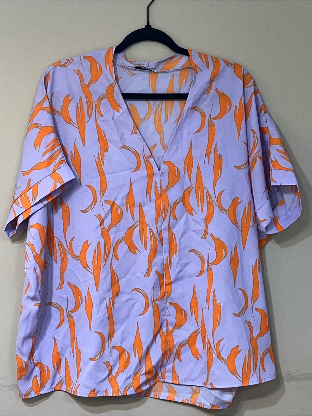 JODIFL Lavender Tunic with Bold Orange Abstract Print